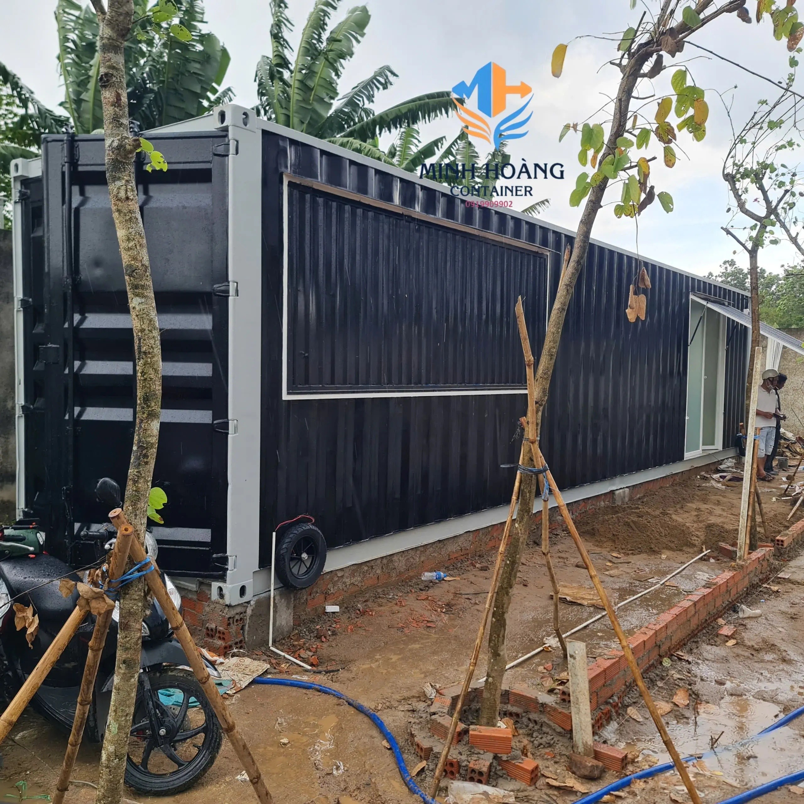 Container Cafe 40 Feet Đen Viền Trắng – Không Gian Kinh Doanh Hiện Đại & Phá Cách